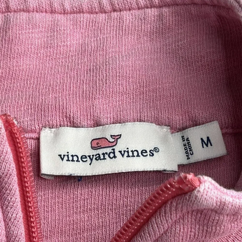 Vineyard Vines Sweatshirt Womens M Pink 1/4 Zip Kangaroo Pocket Logo Pullover - Picture 4 of 15